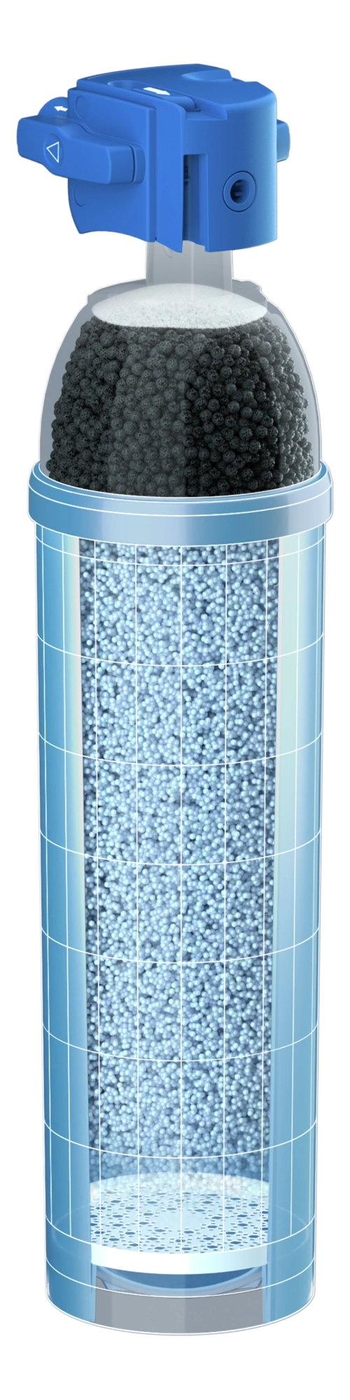Vue en coupe du filtre PURITY C montrant les couches de filtration internes et les matériaux filtrants.